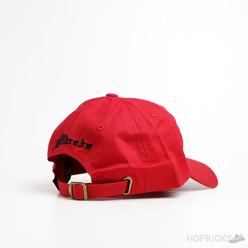 Rose Embroidered Logo Red Cap