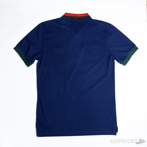 Gucci Web Collar Navy Polo Shirt