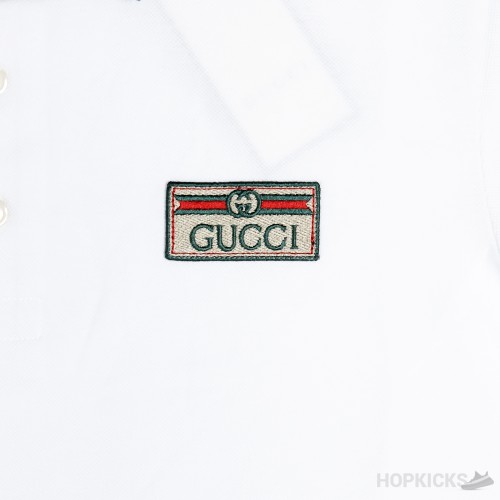 Gucci Web Collar White Polo Shirt
