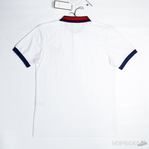 Gucci Web Collar White Polo Shirt
