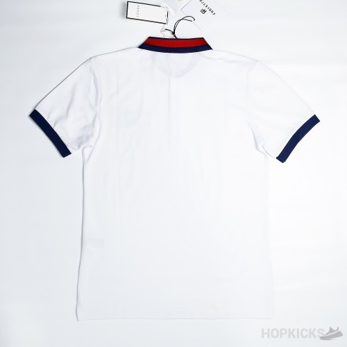 Gucci Web Collar White Polo Shirt