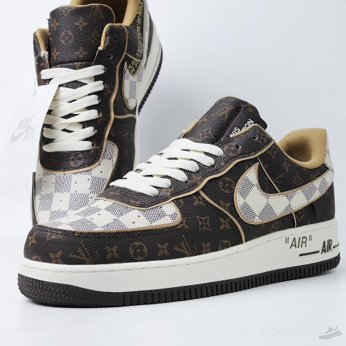 Virgil Abloh's LV x Nike Air Force 1 Brown Damier Pattern (Premium Plus Batch)