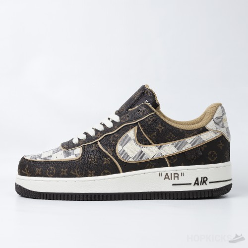 Nike Air Force 1 Low Louis Vuitton Monogram Brown Damier Azur Review On  Foot 