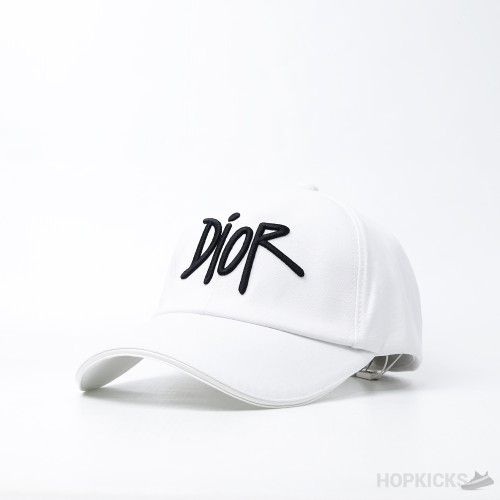 Dior x Stussy Monogram Logo Baseball White Cap