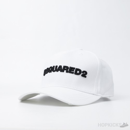 DSQUARED2 Logo Embroidery White Baseball Cap