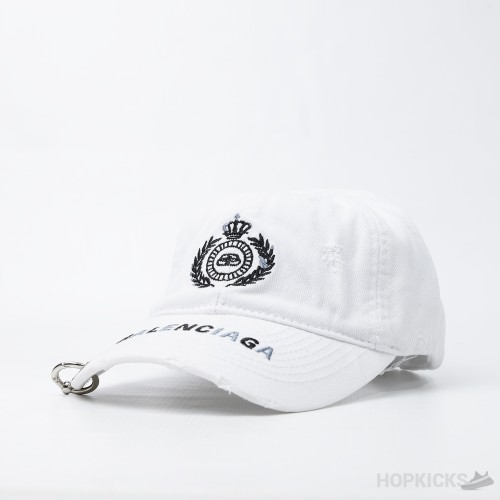 Bale*ciaga Logo Embroidered White Cap