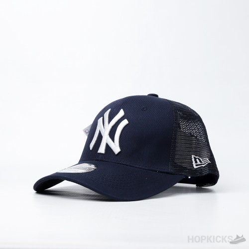 NY Baseball Trucker White Logo Black Cap