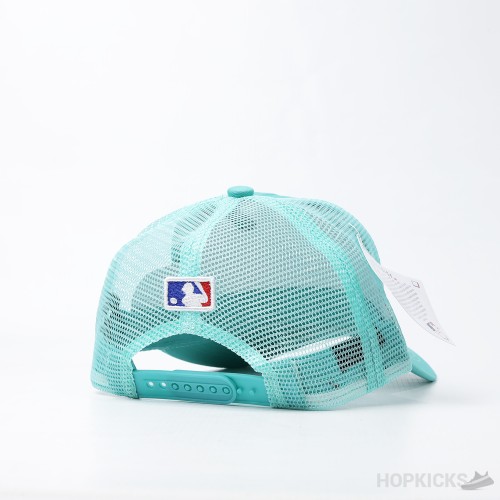 NY Baseball Trucker White Logo Lite Green Cap