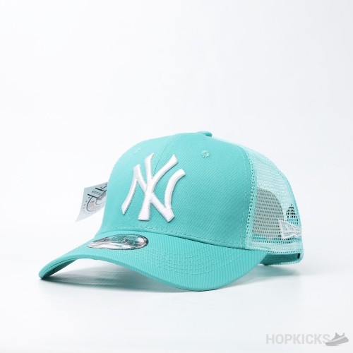 NY Baseball Trucker White Logo Lite Green Cap