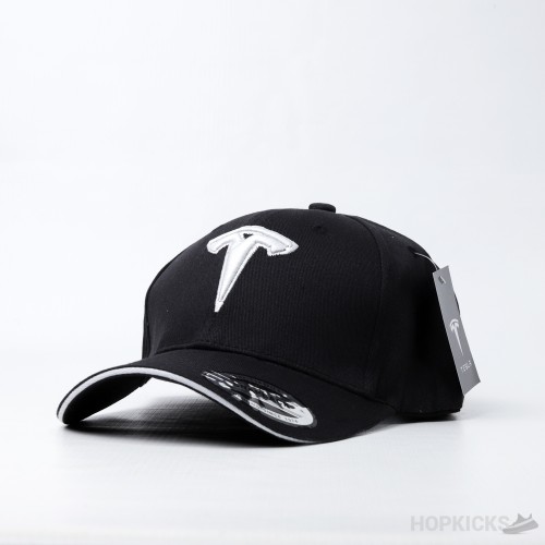 Tesla White Logo Black Cap