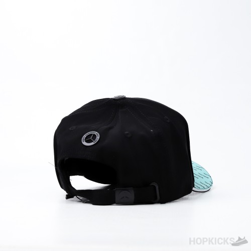 Mercedes White Embroidered Logo Black Cap