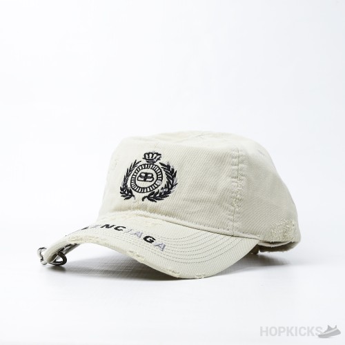 Balenciaga Logo Embroidered Beige Cap