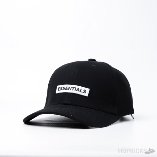 Essentials Baseball White Logo Black Cap