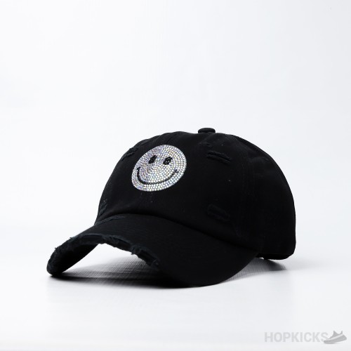 Crew Smiley - Rhinestone Baseball Black Cap