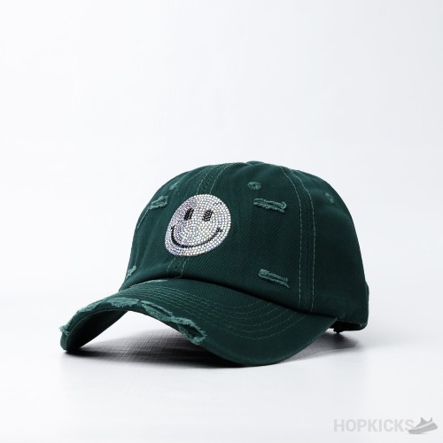 Crew Smiley - Rhinestone Baseball Green Cap