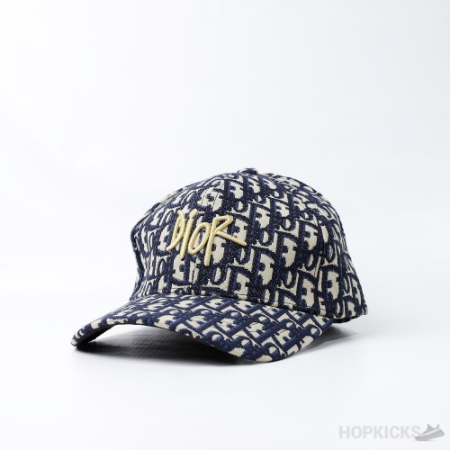 Dior Golden Monogram Logo Navy Cap