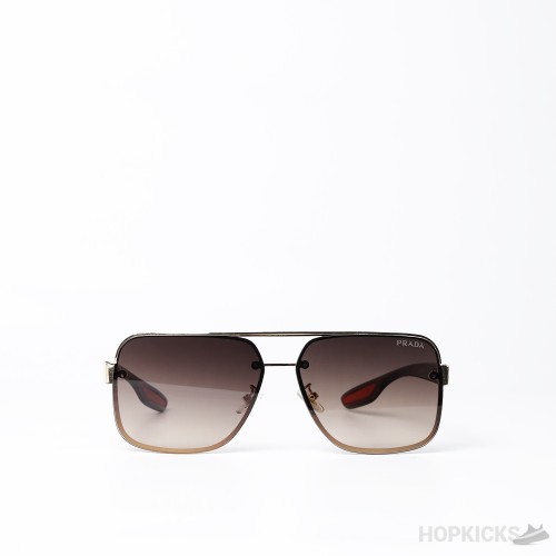 Prada Square Structure Top Bar Sunglasses Gold Frame