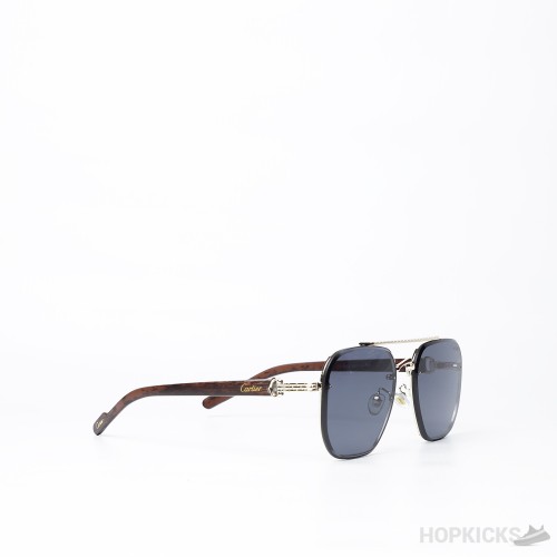 Cartier Men's Double-bar Gold Frame Sunglasses