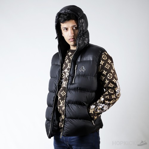 Moose Knuckles Logo Sleeveless Black Puffer Jacket (Dot Perfect)