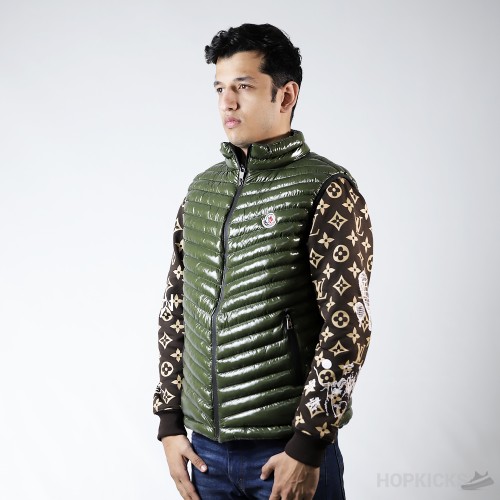 Moncler Sleeveless Puffer Glossy Olive (Premium Batch)