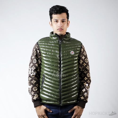 Moncler Sleeveless Puffer Glossy Olive (Premium Batch)