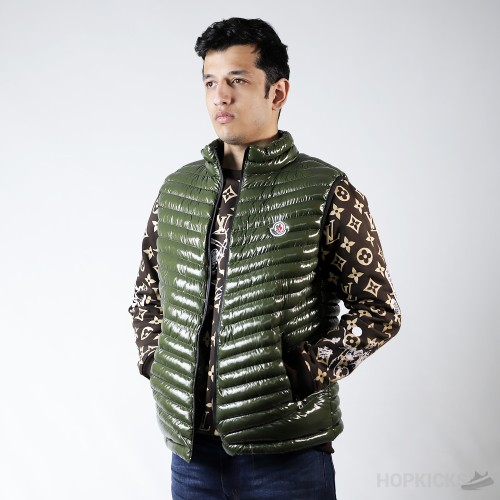 Moncler Sleeveless Puffer Glossy Olive (Premium Batch)