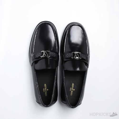 LV Major Side Monogram Black Loafers (Dot Perfect)