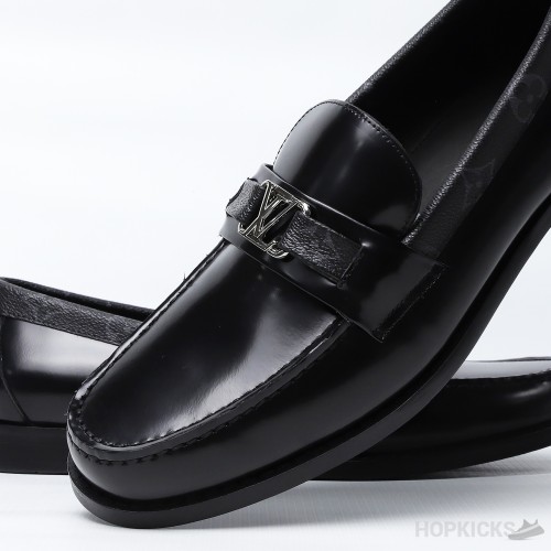 LV Major Side Monogram Black Loafers (Dot Perfect)