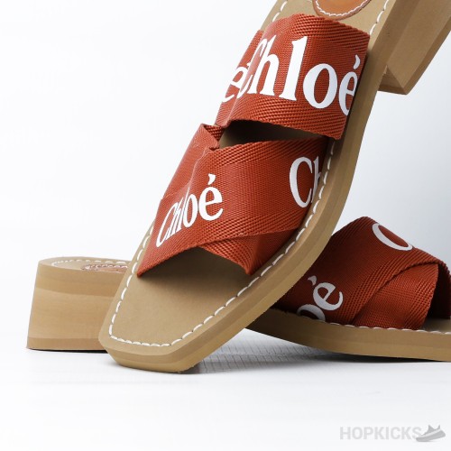 Chloe Chunky Heel Brown Strip (Premium Batch)