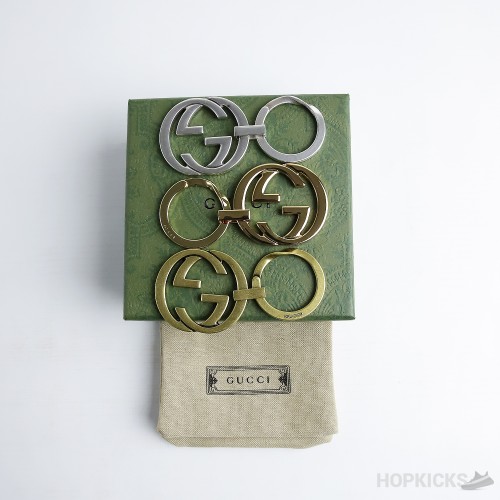 Gucci Logo Keychain Silver Gold & Brass