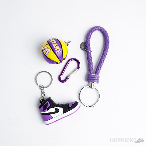 Air Jordan 1 Purple keychain With Bryant 24 basketball And Hook