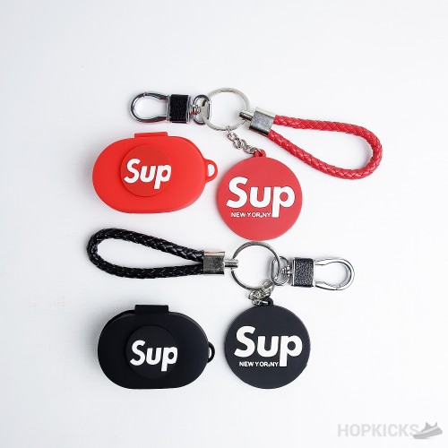 Supreme Earpods Pouch Red And Black Round keychain