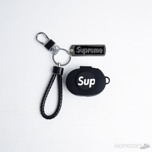 Supreme Earbuds Case Red And Black Square keychain