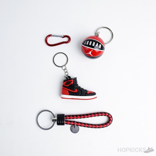 Air Jordan 1 Patent Bred keychain With Jordan Basketball And Stylish Rope