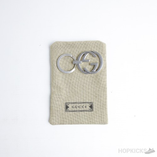 Gucci Logo Keychain Silver Gold & Brass