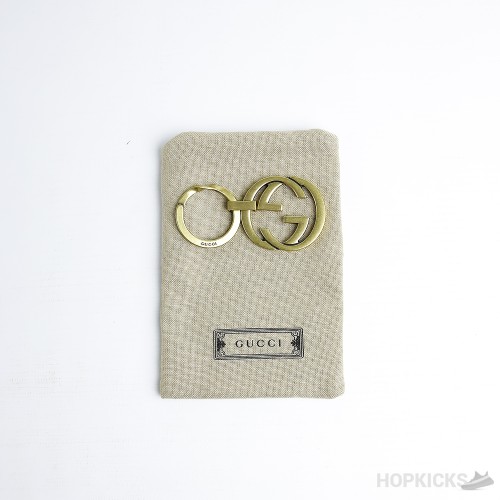 Gucci Logo Keychain Silver Gold & Brass