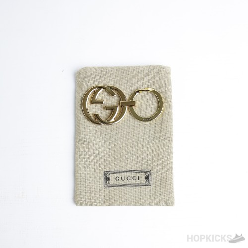 Gucci Logo Keychain Silver Gold & Brass