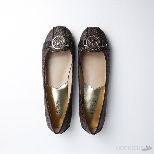 Michael Kors Lillie Moccasin Flats Brown (Dot Perfect)