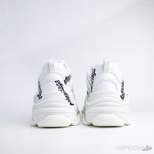 Bale*ciaga Allover Logo Triple S White Sneakers (Dot Perfect)