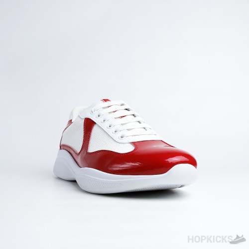 Prada America's Cup Ruby Red White Sneakers (Dot Perfect)