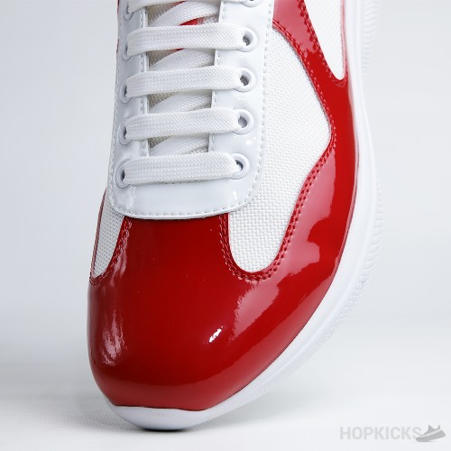 Prada America's Cup Ruby Red White Sneakers (Dot Perfect)
