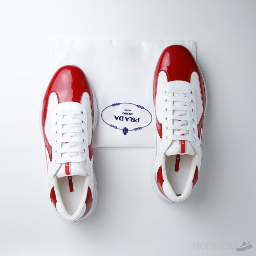 Prada America's Cup Ruby Red White Sneakers (Dot Perfect)