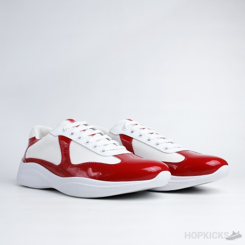 Prada America's Cup Ruby Red White Sneakers (Dot Perfect)