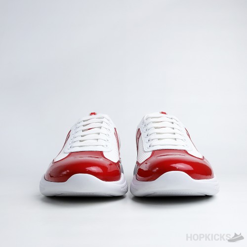 Prada America's Cup Ruby Red White Sneakers (Dot Perfect)