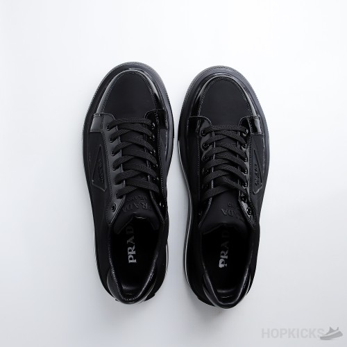 Prada Macro Re-Nylon And Brushed Leather Black Sneaker