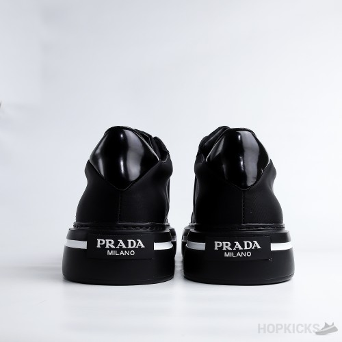 Prada Macro Re-Nylon And Brushed Leather Black Sneaker