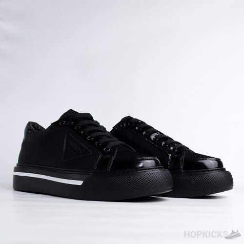 Prada Macro Re-Nylon And Brushed Leather Black Sneaker