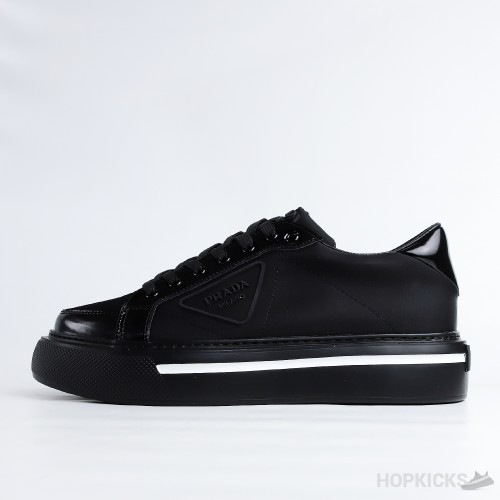 Prada Macro Re-Nylon And Brushed Leather Black Sneaker