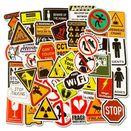 Warning Funny Stickers 45 Plus Pcs