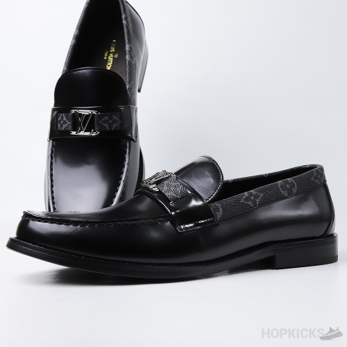 LV Major Side Monogram Black Loafers (Dot Perfect)